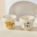 Joli ensemble de tasses à eau en céramique avec motif de chiot mignon, parfait pour un usage quotidien. - Tasse en forme de calebasse de 4 pouces / Lot de 2