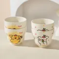 Joli ensemble de bols a riz en ceramique avec imprime de chiot de dessin anime, empilable. - Tasse en forme de calebasse de 4 pouces / Lot de 4