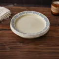 French vintage ceramic dinner plate set, 8-inch high-foot round porcelain tableware for home. - 8" Footed Round Plate - Set of 4