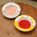 Joli ensemble d'assiettes rondes en céramique de dessin animé, plat chat pour le petit déjeuner. - Jaune + Gris - Assiette ronde de 8 pouces