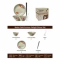 Ensemble de vaisselle en céramique japonaise avec bol assiette cuillère baguettes en coffret. - Service de table 1 personne Plaisir d'été au melon - Coffret cadeau