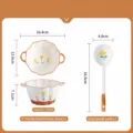 Ceramic soup bowl and spoon tableware set with cute daisy pattern, ideal for home kitchen. - 6-Inch Two-Handled Flower Bowl + Twist Spoon - Wild Chrysanthemum - 1 Piece