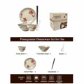 Service de vaisselle en céramique motif grenade bol assiette cuillère coffret cadeau - Service de table individuel rouge grenade - boîte cadeau