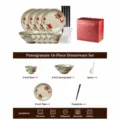 Japanese underglaze color ceramic tableware set bowls plates spoons chopsticks gift box - Radiant Pomegranate Dinnerware Set for 4 - Gift Box