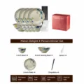 Japanese underglaze ceramic tableware set, 4-person bowls and plates with gift box. - Loofah Fun Dinnerware Set for 4 - Gift Box