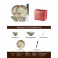 Japanese underglaze ceramic dinnerware set, couple tableware bowls and plates with gift box. - Summer Melon Field Dinnerware Set for 2 - Gift Box