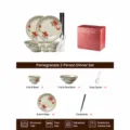 Japanese underglaze ceramic tableware bowl and plate set, gift box packaging for home kitchen. - Pomegranate Red Dinnerware Set for 2 - Gift Box
