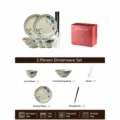 Japanese underglaze ceramic tableware set bowls plates chopsticks spoons gift box package - Luffa Fun Dinnerware Set for 2 - Gift Box