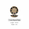 Assiette Ronde En Céramique De Style Japonais De 7 Pouces Vaisselle Bleu Sous Glaçure - Assiette plate 7 pouces - Chunying