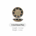 Assiette plate en céramique de 8 pouces de style japonais avec motif à pois et glaçure. - Assiette plate 8 pouces - Chunying