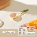 Cute ceramic tulip soup spoon, pink and green tableware for daily kitchen dining. - Tulip Soup Spoon