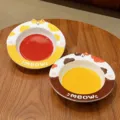 Cute cartoon ceramic dinner plate, 8-inch yellow and dark brown variant for household use. - Yellow + Dark Brown - 8-Inch Round Plate