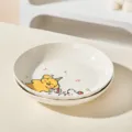Cute ceramic cartoon bowl set, yellow bear print variant, high aesthetic kitchen tableware. - 8-Inch Hand-Pinched Deep Round Plate / Pack of 2