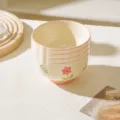 Set di ciotole di riso in ceramica stoviglie creative con bordo rosa e motivo floreale - Ciotola per Zuppa da 6 Pollici Confezione da 4