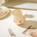 Set 4 Ciotole da Riso in Ceramica 4.5 Pollici Stampa Floreale Bordo Rosa Cucina - Ciotola per Riso da 4.5 Pollici Confezione da 4