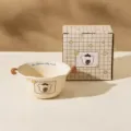 Cute cartoon ceramic bowl with cute bear design, 5 inch double handle soup bowl for home use. - 5.5-Inch Double-Handle Small Bowl with Gift Box