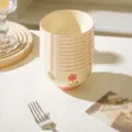 Set di 10 ciotole di riso in ceramica con bordo rosa e motivo floreale, stoviglie eleganti. - Ciotola per Riso da 4.5 Pollici Confezione da 10