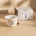Cute ceramic water mug with bear illustration and gift box, ideal for coffee, milk or tea. - Mug with Gift Box
