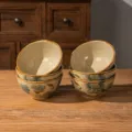 Japanese ceramic rice bowls set of 6, 4.75 inch blue floral underglaze tableware. - 4.75 Inch 6 Pieces / Blue Hibiscus