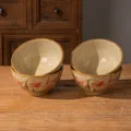 4.75 inch ceramic rice bowls set of 4, pink lily floral underglaze design for daily dining. - 4.75 Inch 4 Pieces / Pink Lily