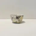 Bol a riz en ceramique vintage avec motif floral et timbre postal, diametre 12.3cm 302ml - Message de fleur - Bol rond de 4,4 pouces à bord irrégulier gris