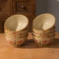 Japanese ceramic rice bowl 4.75 inch 350ml pink lily floral pattern tableware set of 8 - 4.75 Inch 8 Pieces / Pink Lily