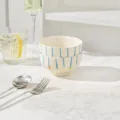 Lot de 2 bols en céramique, 4,5 pouces 300ml petit bol à soupe riz avec design à rayures bleues. - Lot de 2 bols à riz 4,5 pouces