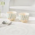 Lot de 4 bols en céramique avec rayures bleues et points colorés, 4.5 pouces 300ml pour cuisine. - Lot de 4 bols à riz 4,5 pouces