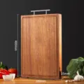 Massief houten snijplank met roestvrijstalen handvat, duurzame keuken snijplank. - Vierkant / 400*280*25 mm