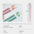 Palillos de aleación de alta calidad con mango de flores secas transparentes, 24cm, 5 pares. - Rosa