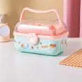 Caja de almacenamiento de multiples capas para accesorios de cabello de ninos organizador - 3 Capas / Verde Hielo