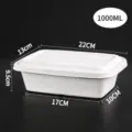 Fiambrera desechable biodegradable rectangular ecológica con tapa de 1000ml para llevar - Blanco / Caja de 1 compartimento 1000 ml + tapa de papel W303