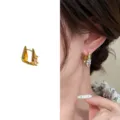 Elegante vergoldete Creolen mit funkelnden Zirkoniasteinen für Damen stilvoller Alltagsschmuck. - Tränenform-Stil (A1803-04B) / Gold