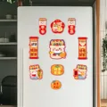 Chinese New Year fridge magnets, cute cartoon lion and blessing symbols for home decor. - 10 Pieces/Pack / Peace and Joy