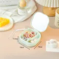 Portable desktop jewelry storage box with mirror and compartments for travel accessories - Green