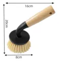 Wooden handle dish brush for kitchen cleaning, long handle pot scrubber, 8cm head. - 9930 Long Handle Style / Black