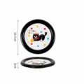 Assiette plate ronde en céramique noire avec motif de chat, vaisselle de 7.5 pouces pour cuisine. - Assiette à bord rond 8 pouces - Chat mignon - Noir