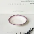 Plato de cerámica de lujo vintage con borde festoneado y degradado morado para el hogar. - Peonía púrpura - Plato para salsa de 4 pulgadas