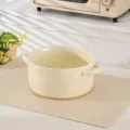 Bol de soupe en ceramique creme avec double poignee bol menager en ceramique 9.5 pouces - Marmite à Soupe Double Oreille 9.5 Pouces / Jaune Lait