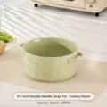 Bol à soupe en céramique vert crème 9.5 pouces double oreille grand format vaisselle maison - Marmite à Soupe Double Oreille 9.5 Pouces / Vert Lait