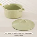 Casserole a Soupe en Céramique 9.5 Pouces avec Couvercle Vert Crème Vaisselle 1880ml - Marmite à Soupe Double Oreille Avec Couvercle 9.5 Pouces / Vert Lait