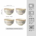 Japanese ceramic bowl set, set of four pieces 6-inch diamond pattern soup and ramen bowls. - Qianqian Huayu 6" Soup Bowls (Set of 4)