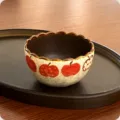 Bol en céramique rétro avec motif de pomme rouge, vaisselle vintage bol à salade 12cm - Bol de 4,75 pouces - Pomme vintage
