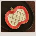Retro cute apple-shaped ceramic plate tableware for home dining, unique checkered design dish. - 8.25-Inch Apple Plates - Retro Apple