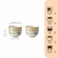 Bols à riz en céramique japonaise, 4.5 pouces motif floral sous glaçure, lot de 6 bols. - Bol à Riz 4.5 Pouces 6 Pcs