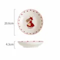 Jolie assiette ronde en céramique avec pois rouges et illustration de lapin, 20,6 cm. - Hepburn Lapin / Assiette Ronde de 8 Pouces