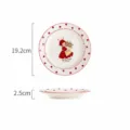 Jolie assiette plate en céramique décorée de pois rouges et motif de fille, 19,2 cm. - Hepburn Lapin / Assiette Plate à Large Bord de 7.5 Pouces