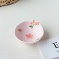 Mini ciotola in ceramica rosa con grazioso motivo di fiori e fragole per salse o snack. - Piattino per Salse da 4 Pollici