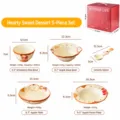 Joli service de vaisselle en céramique peint à la main bol et assiette pour cuisine et salon - Ensemble Cadeau de 5 Pièces