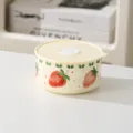 Ceramic Strawberry Bento Bowl with Lid, 600ml Microwave Safe Lunch Box for Students Workers - Strawberry / 5 Inch (600ml)